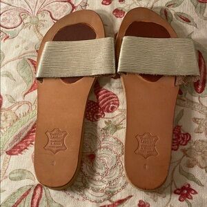 Ancient Greek Sandals Taygete Gold Ribbed Minimalist Sandals